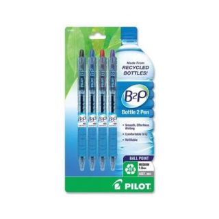Pilot 32811 B2P Bottle 2 Pen Recycled Retractable Ball Point Pen, Assorted Ink, 1mm, 4/Pack