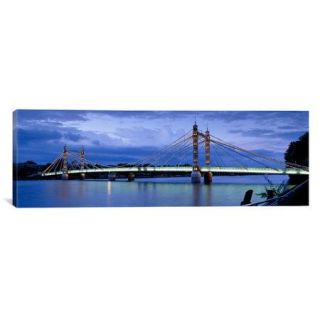 iCanvas Panoramic Suspension Bridge Across a River, Thames River, Albert Bridge, London, England Photographic Print on Canvas