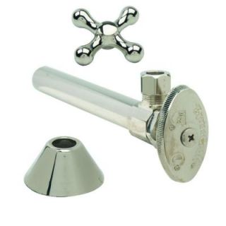 BrassCraft 1/2 in. Nom Sweat x 3/8 in. O.D. Comp Multi Turn Angle Valve with 5 in. Ext, X Handle, Bell Flange in Polished Nickel XCS40BX NP
