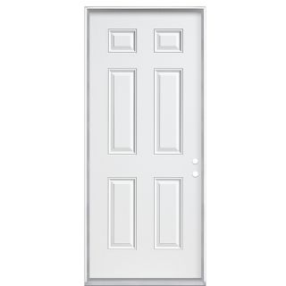 ReliaBilt 6 Panel Insulating Core Left Hand Inswing Primed Steel Prehung Entry Door (Common 36 in x 80 in; Actual 37.5 in x 81.5 in)