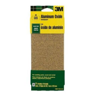 3M 3.66 in. x 9 in. 60 Grit Coarse Aluminum Oxide Sand paper (8 Sheets Pack) 19017ES CC