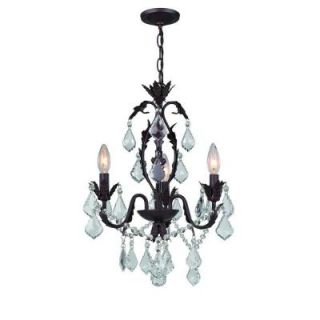CANARM Heritage 3 Light Painted Aged Iron Chandelier with Crystal Drops 88054/3
