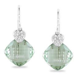 Miadora 14k White Gold Green Amethyst and Diamond Accent Earrings