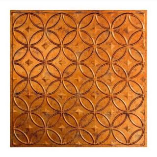 Fasade Rings   2 ft. x 2 ft. Lay in Ceiling Tile in Muted Gold L82 20