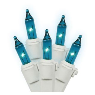 Vickerman 100 ct. Teal Mini Lights White Wire 5.5 in. Spacing   Set of 2   Christmas Lights