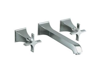 KOHLER K T448 3S CP Memoirs Wall mount Lavatory Faucet Trim with Stately Design and Cross Handles, Valve Not Included Polished Chrome  Bathroom Faucet
