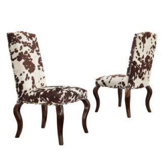 HomeSullivan Belvidere Cabriole Leg Fabric Dining Chair in Cowhide Print (Set of 2) 40E555C712W2PC