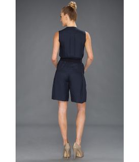 halston heritage s l v neck romper w belt moonshadow