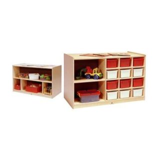 Double Sided Toddler Storage in Natural Finish (30 in. with Opaque Clear Trays)