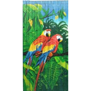 Bamboo54 Natural Bamboo Double Parrot Scene Curtain Panel