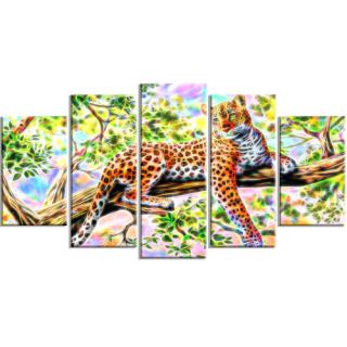 Watchful Cheeta 5 Piece Graphic Art on Gallery Wrapped Canvas Set by