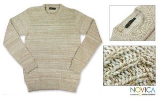 Mens Cotton Beige Crew Sweater (Guatemala)   13079385  