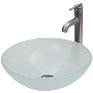 Vigo VGT270 White Frost Vessel Sink and Faucet Set   Brushed Nickel   Bathroom Sinks