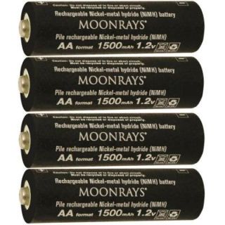 Moonrays Rechargeable 1500 mAh NiMh AA Batteries for Solar Powered Units (4 Pack) 97143