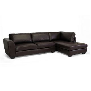 Baxton Studio Orland Brown Bonded Leather Modern Sectional Sofa Set