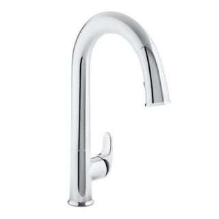 KOHLER Sensate AC Powered Touchless Single Handle Pull Down Sprayer Kitchen Faucet in Vibrant Polished Chrome and Black Accents K 72218 B7 CP