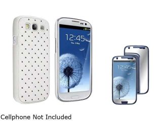 Insten White Diamond Gem Rear hard plastic Case with Mirror Screen Protector for Samsung Galaxy S3 /  SIII i9300 718510