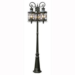 Bel Air Lighting Carriage House 6 Light Outdoor Oiled Rubbed Bronze Post Lantern with Seeded Glass 5127 ROB