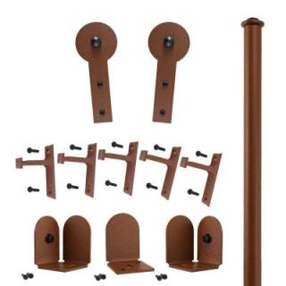 Quiet Glide 1 1/2 in.   2 1/4 in. Round Stick New Age Rust Rolling Door Hardware Kit QG1300RS09