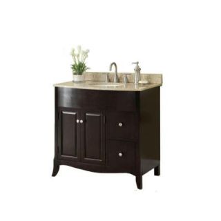 37 in. W x 35 in. H x 22 1/2 in. D Vanity in Espresso with Granite Vanity Top in Cream with White Basin MD V1201