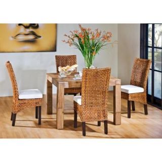 Hospitality Rattan Pegasus Indoor 5 Piece Rattan & Wicker Dining Set with Square Base   Natural   Seats 4