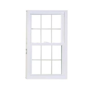 American Craftsman 23.375 in. x 35.25 in. 50 Series Single Hung Fin Vinyl Window with Grilles   White 50 SH FIN
