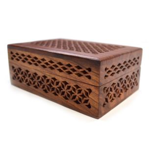 Handmade Small Cutwork Wood Box (India)