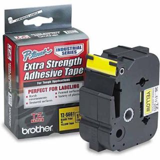Brother P Touch TZ Extra Strength Adhesive Laminated Labeling Tape, 1 1/2"W, Black on Yellow