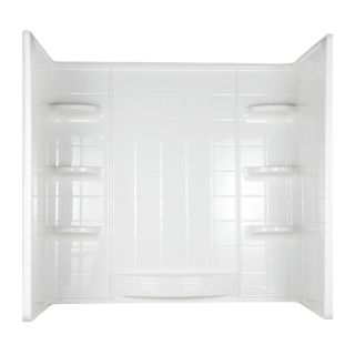 Aqua Glass Indulgence 60 in W x 28 in D x 59 1/4 in H High Gloss White Polystyrene Bathtub Wall Surround