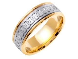 14K Two Tone Gold Comfort Fit Infinity Celtic Men'S 8 Mm Wedding Band