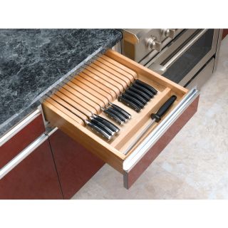 Rev A Shelf 22 in x 18.5 in Wood Cutlery Insert Drawer Organizer