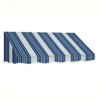 Awntech 244.5 in Wide x 48 in Projection Navy/Gray/White Stripe Slope Window/Door Awning