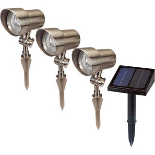 Sunforce Stainless Steel LED Solar Powered Lights with Solar Panel — 3-Pk., 3 LEDs Ea., Model# 85430  Solar Lighting