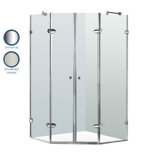 VIGO Shower Enclosure 45.625 in W x 73 3/8 in H Brushed Nickel Frameless Neo Angle Shower Door