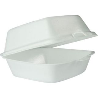 DART Hinged Insulated Foam Carryout Food Container, 5 9/10 in. x 6 in. 3 in., White, 500 per Case DCC 60HT1
