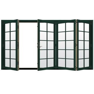 JELD WEN W 4500 124.1875 in 10 Lite Glass Hartford Green Wood Folding Outswing Patio Door