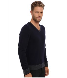 Culture Phit 100% Cashmere David V Neck Sweater Navy Combo
