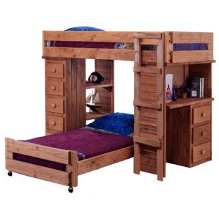 Chelsea Home Twin Over Twin Student L Shaped Bunk Bed with Desk and