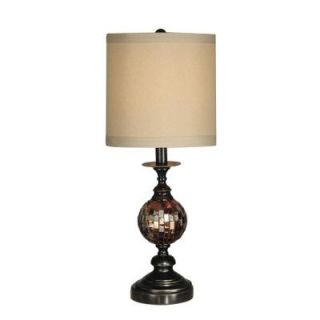 Dale Tiffany 22.5 in. Mosaic Ball Dark Antique Bronze Table Lamp with Art Glass Shade PG10352