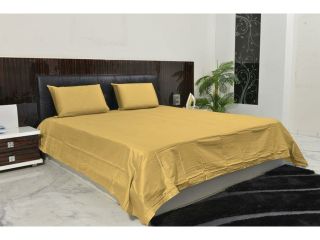 400 Thread Count Egyptian Cotton Solid Gold Short Queen Sheet Set