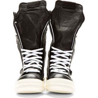 Rick Owens Black Ultra High Top Pocketed Sneakers
