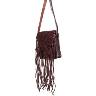 Chocolate Cut Leather Saddle Bag with Shoulder Strap (Morocco)