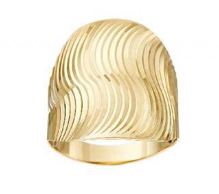 14K Gold Polished & Textured Swirl Design Ring —