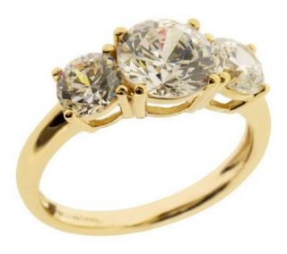 Diamonique 3.50 ct tw 3 Stone Ring, 14K Gold —