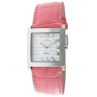 Peugeot Womens 310WT Crystal Accent Bezel White Leather Strap Watch