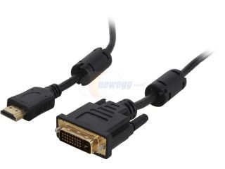 Coboc EA HD2DVI 15 BK 15 ft. Black HDMI A Male to DVI D (24+1) Male 30AWG High Speed HDMI to DVI D Adapter Cable w/ Ferrite Cores M M
