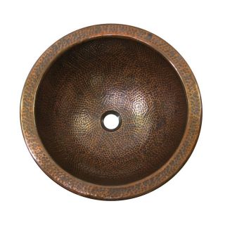 The Copper Factory Artisan Antique Copper Drop In Round Bathroom Sink with Overflow