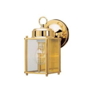 Westinghouse 1 Light Polished Brass on Solid Brass Steel Exterior Wall Lantern with Clear Glass Panels 6693600