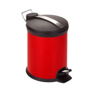 Honey Can Do 3 l Red Round Metal Step On Touchless Trash Can TRS 02228