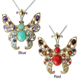 Michael Valitutti Two tone Multi gemstone Butterfly Necklace